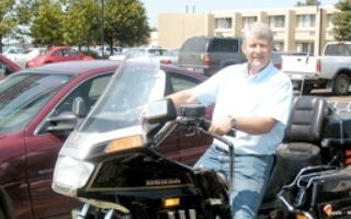 Professor Kauffman on his motorcycle